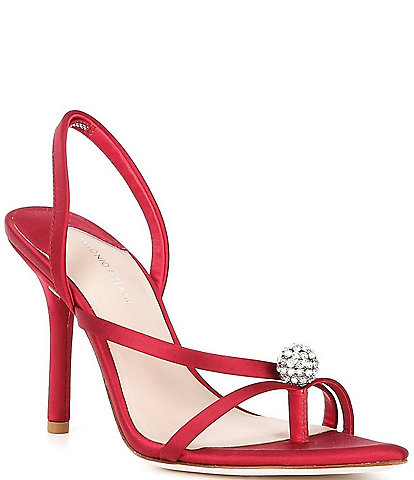 Antonio Melani Amestwo Satin Ornamented Toe Thong Dress Sandals