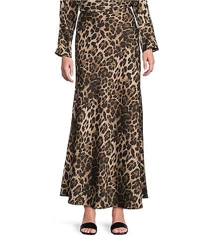 Antonio Melani Animal Printed Bella Satin Coordinating Maxi Skirt