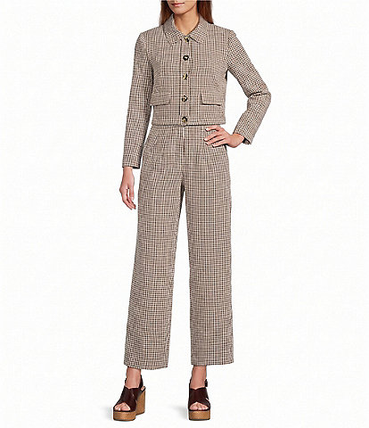 Antonio Melani Anniston Gingham Flat Front Coordinating Pants