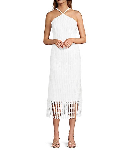 Antonio Melani Asha Novelty Lace Halter Neck Sleeveless Midi Dress