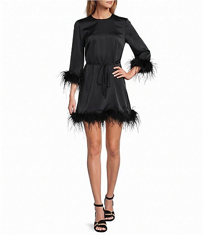 Antonio Melani Athena Long Sleeve Feather Cuff Dress