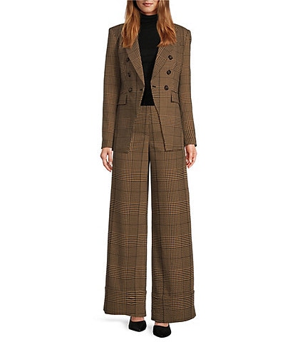 Antonio Melani Aurora Houndstooth Notch Lapel Blazer & High Rise Long Cuff Trousers