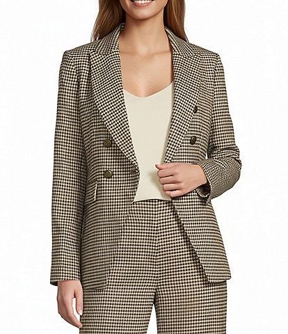 Antonio Melani Aurora Plaid Notch Collar Long Sleeve Button Front Blazer