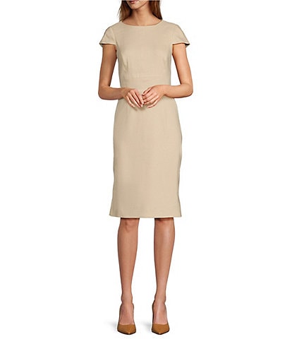 Antonio Melani Avery Linen Blend Short Sleeve Knee Length Pencil Dress