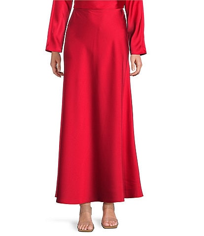 Antonio Melani Bella A-Line Satin Maxi Skirt