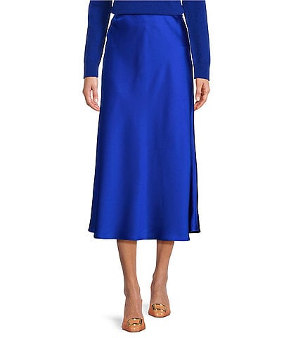 Maxi Skirts High Low Side Split Flowy Swing Dress L-Blue