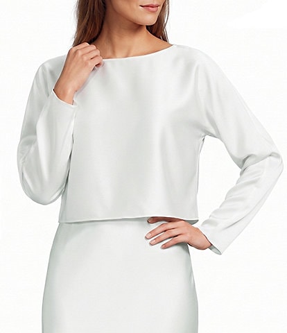 Antonio Melani Blyss Boat Neck Long Sleeve Coordinating Satin Blouse