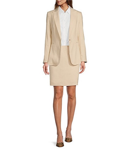 Antonio Melani Brenda Peaked Lapel Collar Long Sleeve Blazer & Coordinating Linen Pencil Skirt