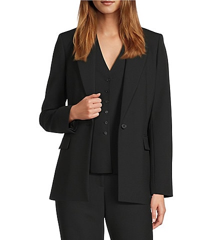 Antonio Melani Cassidee Long Sleeve Notched Lapel Blazer & Danielle Peplum Vest & Tegan Flat Front Bootcut Pants