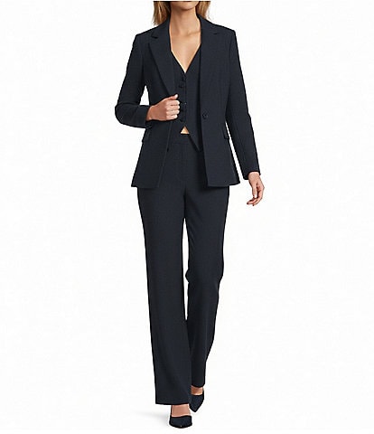 Antonio Melani Cassidee Long Sleeve Notched Lapel Blazer & Danielle Peplum Vest & Tegan Flat Front Bootcut Pants