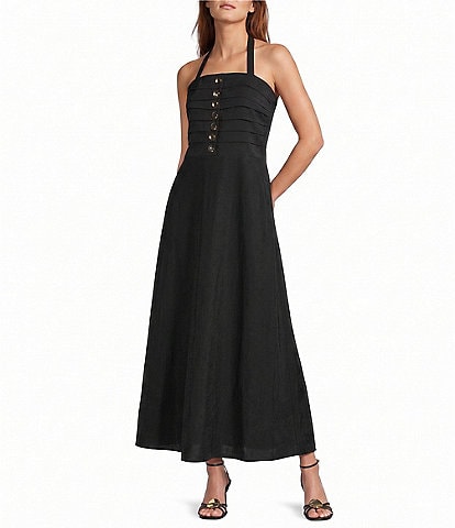 Antonio Melani Cecila Button Front A-line Halter Dress