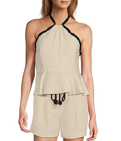 Antonio Melani Coordinating Sandy Rope Halter Peplum Blouse