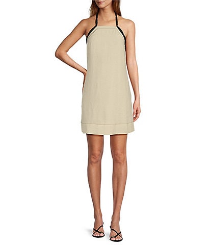Antonio Melani Cyan Halter Neck Sleeveless A-Line Dress