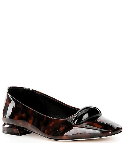 Antonio Melani Dacey Patent Leather Tortoise Print Dome Ornament Flats