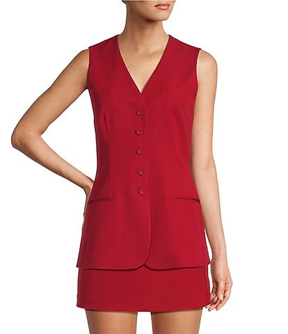 Antonio Melani Darcy V-Neck Sleeveless Coordinating Button Front Vest