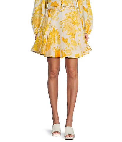 Antonio Melani Edie Floral Belted Side Seam Pocket A-Line Skirt
