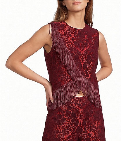 Antonio Melani Esmae Velvet Jacquard Fringe Coordinating Blouse