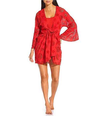 Antonio Melani Eyelet Front Knot Dress Swim Cover-Up