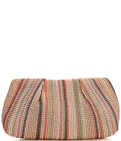 Antonio Melani Fay Striped Straw Clutch