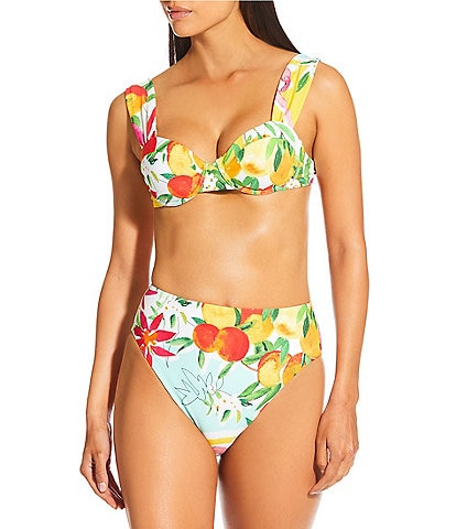 Antonio Melani Flamingos Underwire Bralette Swim Top & High Waisted Swim Bottom