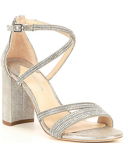 Antonio Melani Garlini Rhinestone Embellished Strappy Block Heel Dress Sandals