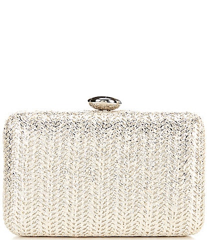 Antonio Melani Gold Straw Minaudiere Clutch