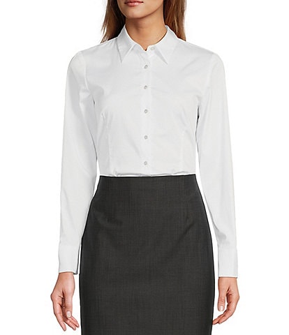 Antonio Melani Greta Long Sleeve Point Collar Poplin Bodysuit