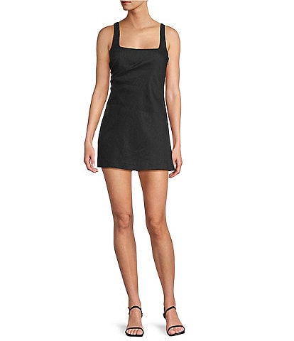 Antonio Melani Guinevere Linen Blend Square Neck Sleeveless Romper