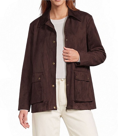 Antonio Melani Heidi Faux Suede Point Collar Long Sleeve Coordinating Barn Jacket