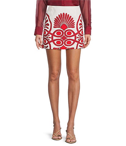 Antonio Melani Izzy Printed Linen Blend Skirt