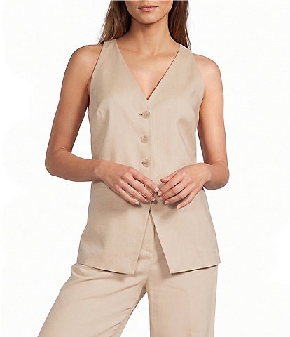  Josie V-Neck Sleeveless Button Front Vest