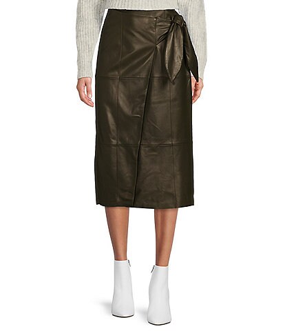 Antonio Melani Julia Genuine Leather Wrap Coordinating Midi Skirt