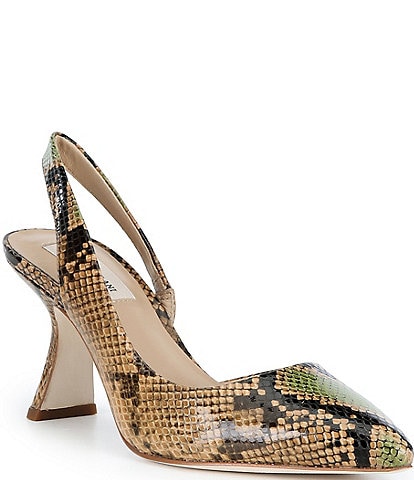 Antonio Melani Kacy Snake Printed Leather Slingback Pumps