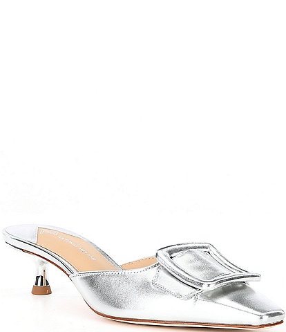 Antonio Melani Kendra Leather Buckle Detail Dress Mules