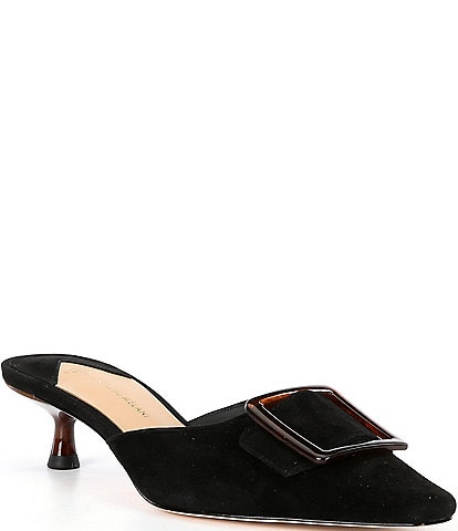 Antonio Melani Kendra Suede Buckle Detail Dress Mules