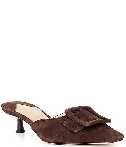 Antonio Melani Kendra Suede Buckle Detail Dress Mules