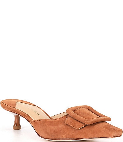 Antonio Melani Kendra Suede Buckle Detail Dress Mules