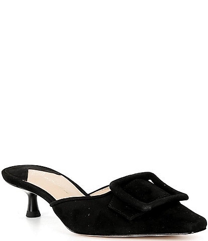 Antonio Melani Kendra Suede Buckle Detail Dress Mules