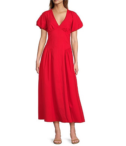 Antonio Melani Kiara Short Puff Sleeve A-Line Maxi Dress