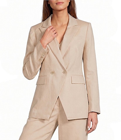 Antonio Melani Kiera Linen Notch Lapel Long Sleeve Double Breasted Coordinating Blazer