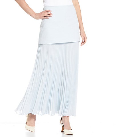 Antonio Melani Kylie Linen Blend Textured Chiffon Pleated Maxi Skirt