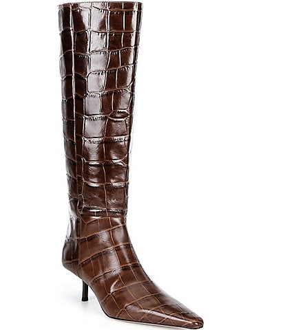 Antonio Melani Lance Crocodile Embossed Leather Low Heel Boots