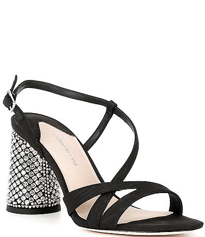Antonio Melani Larie Grosgrain Satin Rhinestone Embellished Dress Sandals