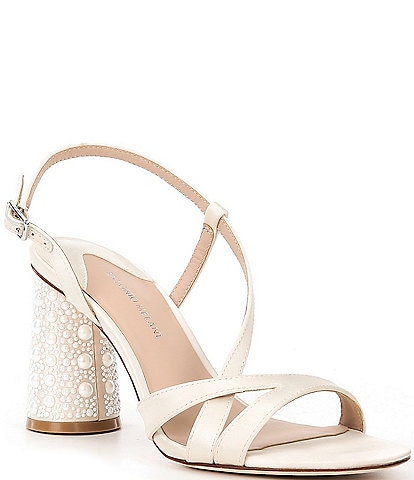 Antonio Melani Larie Two Satin Pearl Embellished Dress Sandals