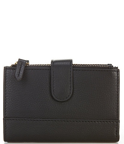 Antonio Melani Leather Double Top Zip Wallet