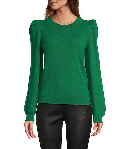 Antonio Melani Lisa Puff Sleeve Crew Neck Cashmere Sweater