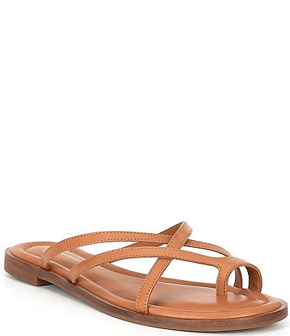 Antonio Melani Logann Leather Strappy Toe Loop Flat Thong Sandals