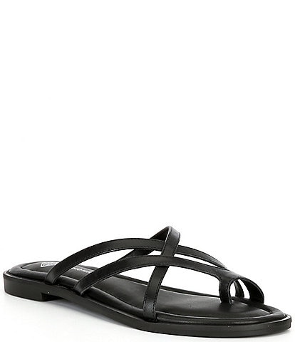 Antonio Melani Logann Leather Strappy Toe Loop Flat Thong Sandals