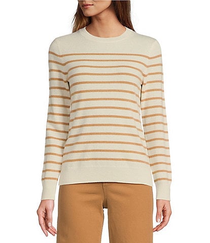 Antonio Melani Luxury Collection Cameron Cashmere Crew Neck Long Sleeve Striped Knit Sweater