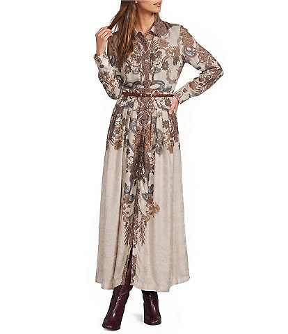 Antonio Melani Maggie Paisley Long Sleeve Belted Dress